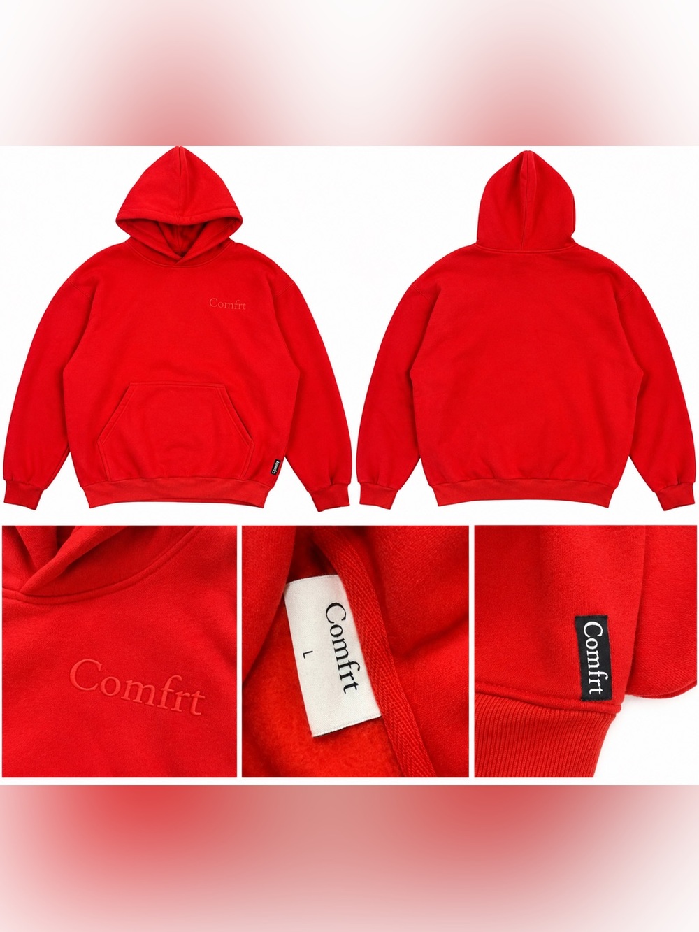 Comfrt Red Oversized Hoodie Sweatshirt Size Large